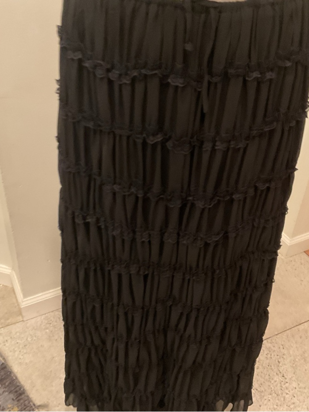 Black Sheer Tiered Maxi Skirt - Picture 7 of 16